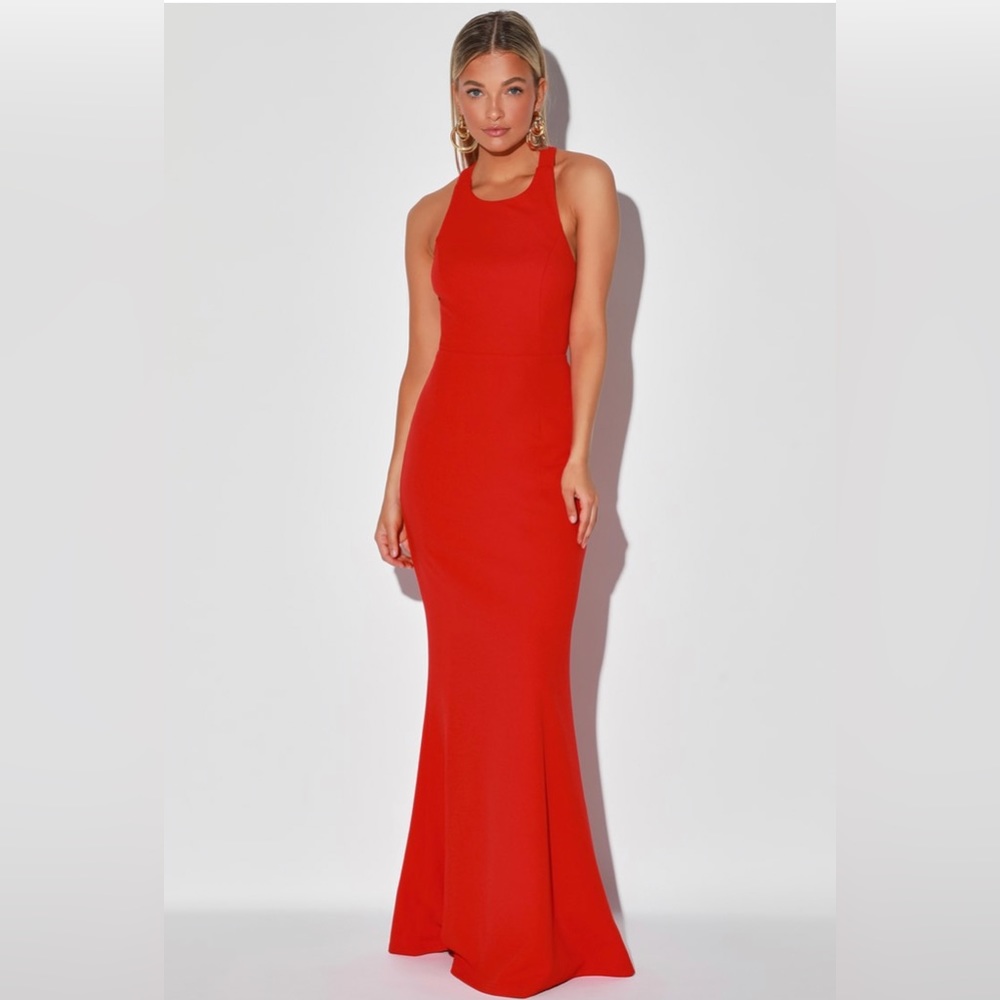 Red Backless Maxi Dress